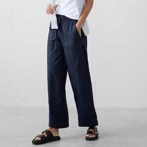 Banana Republic Sz L Wide-Leg Mid-Rise Cargo Pull-on Pant Navy Comfortable NWT